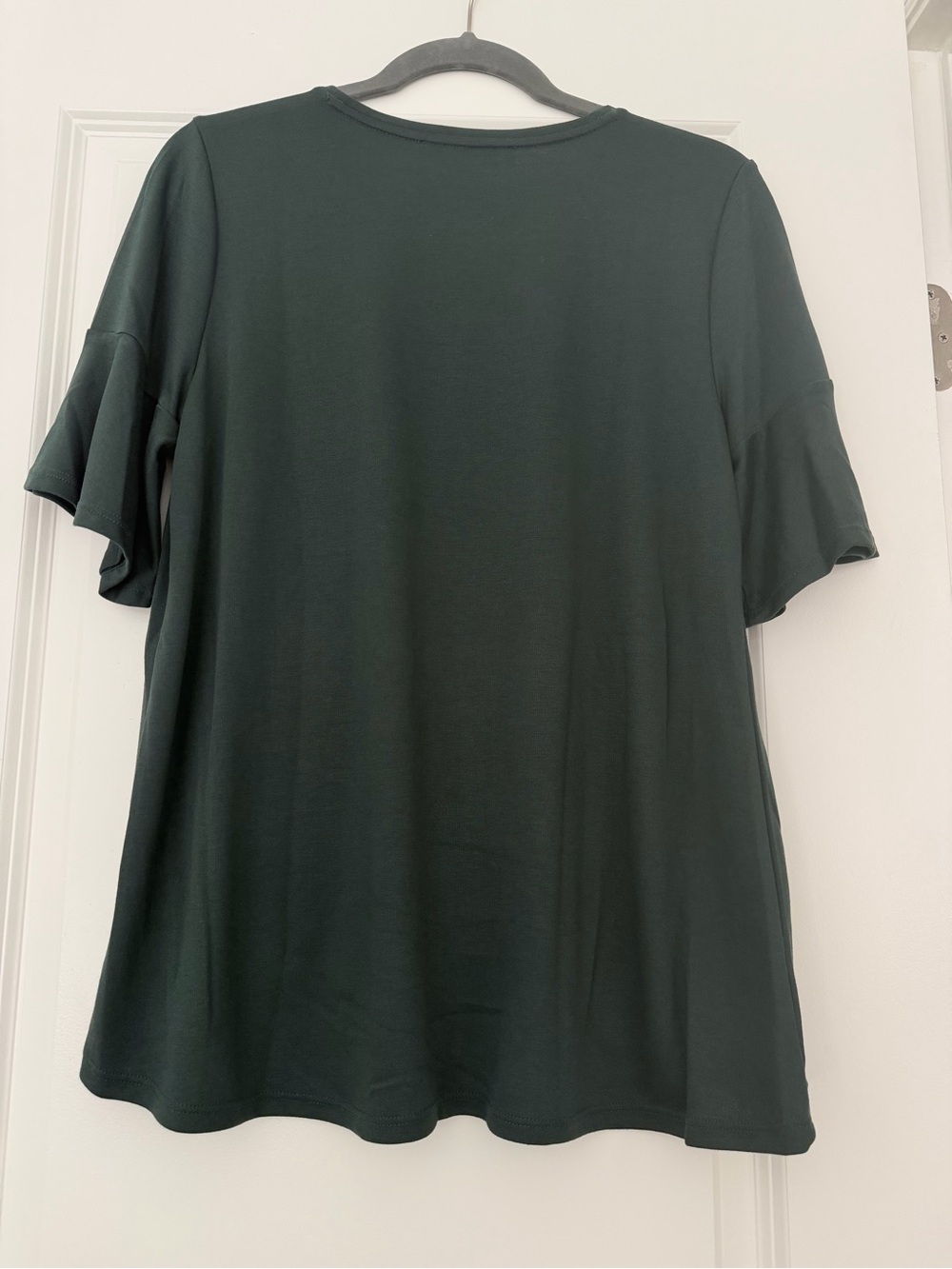 LOFT Forest Green Ruffle Sleeve Short Sleeve Top